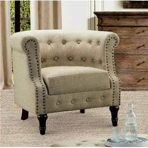 Royal Style - QH23 : Ghế Sofa Đơn - Màu Kem 